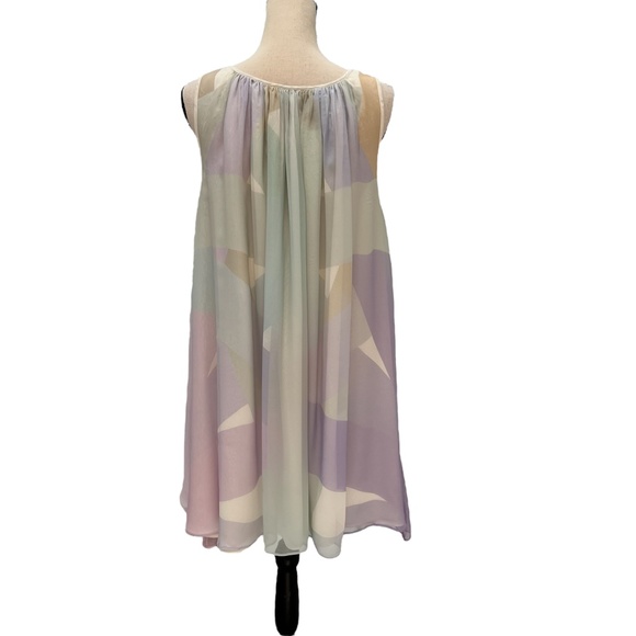 FENDI SLEEVELESS PASTEL MULTICOLOR WATERCOLOR SILK TRAPEZE SWING DRESS - Picture 11 of 16